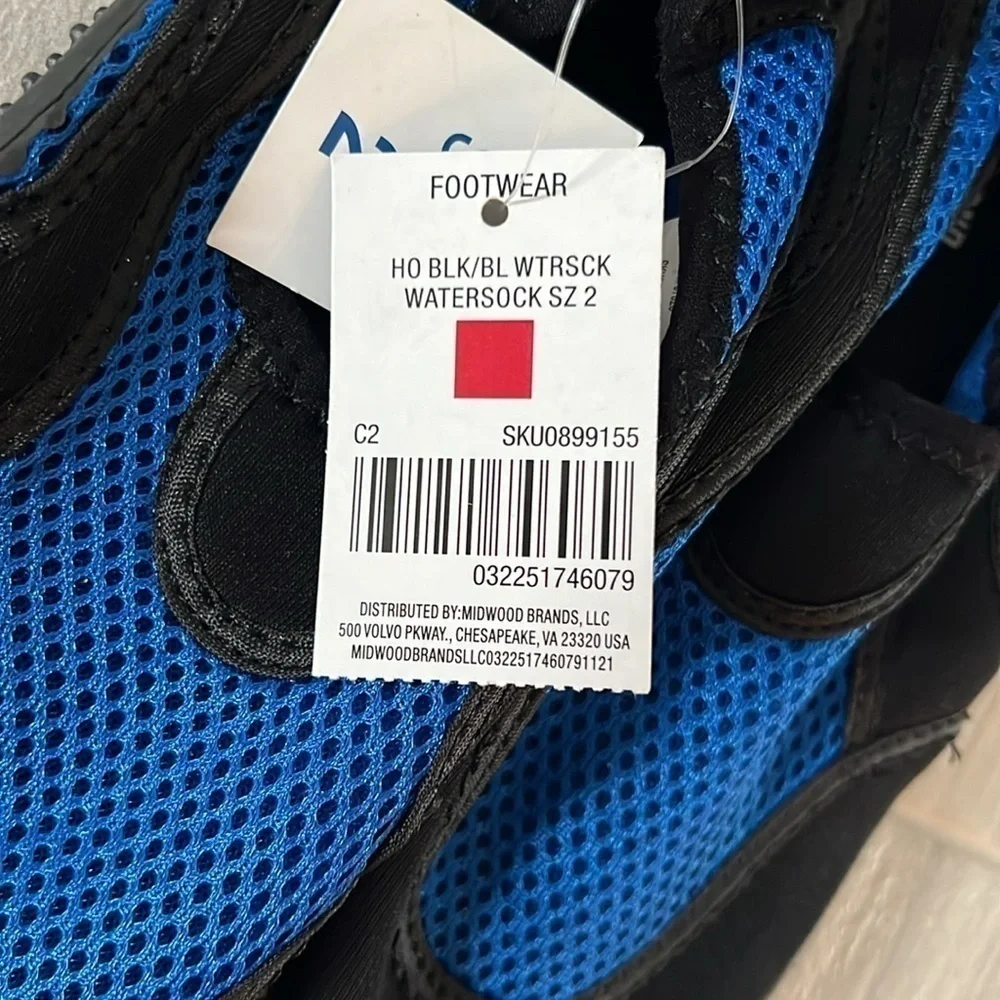 Kids Unisex blue & black water shoes size 2 Youth mesh